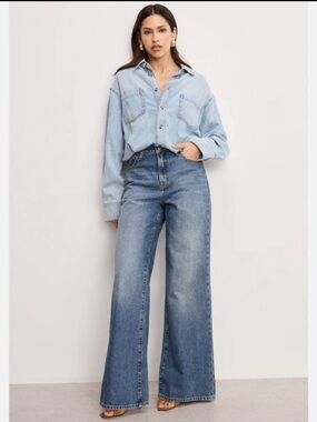 Good American Denim Shirt Jumpsuit New w/ Defect